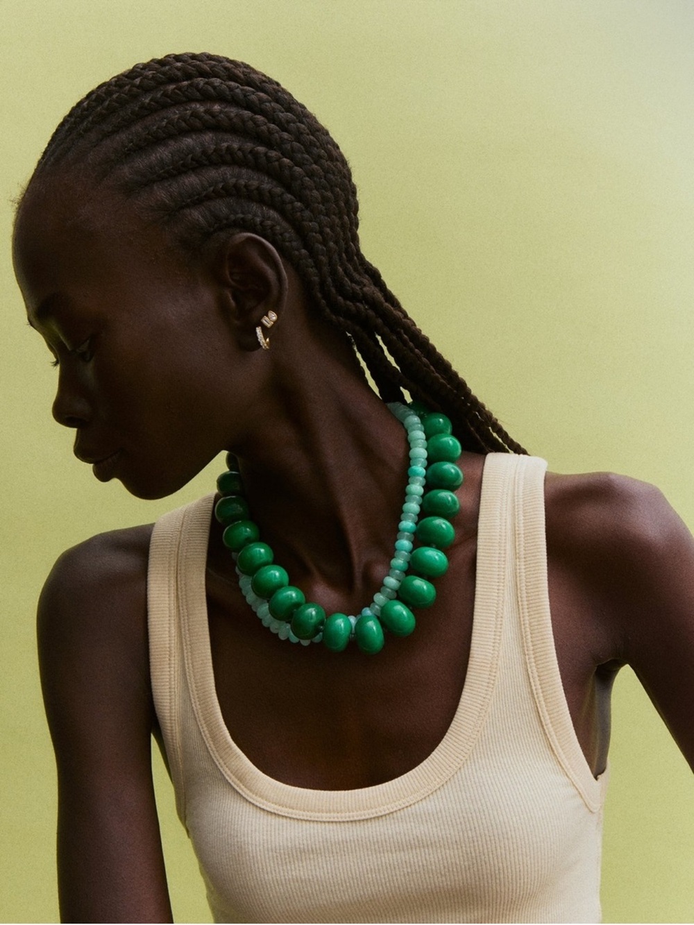 Chunky Green Beaded Statement Necklace - Picture 2 of 2